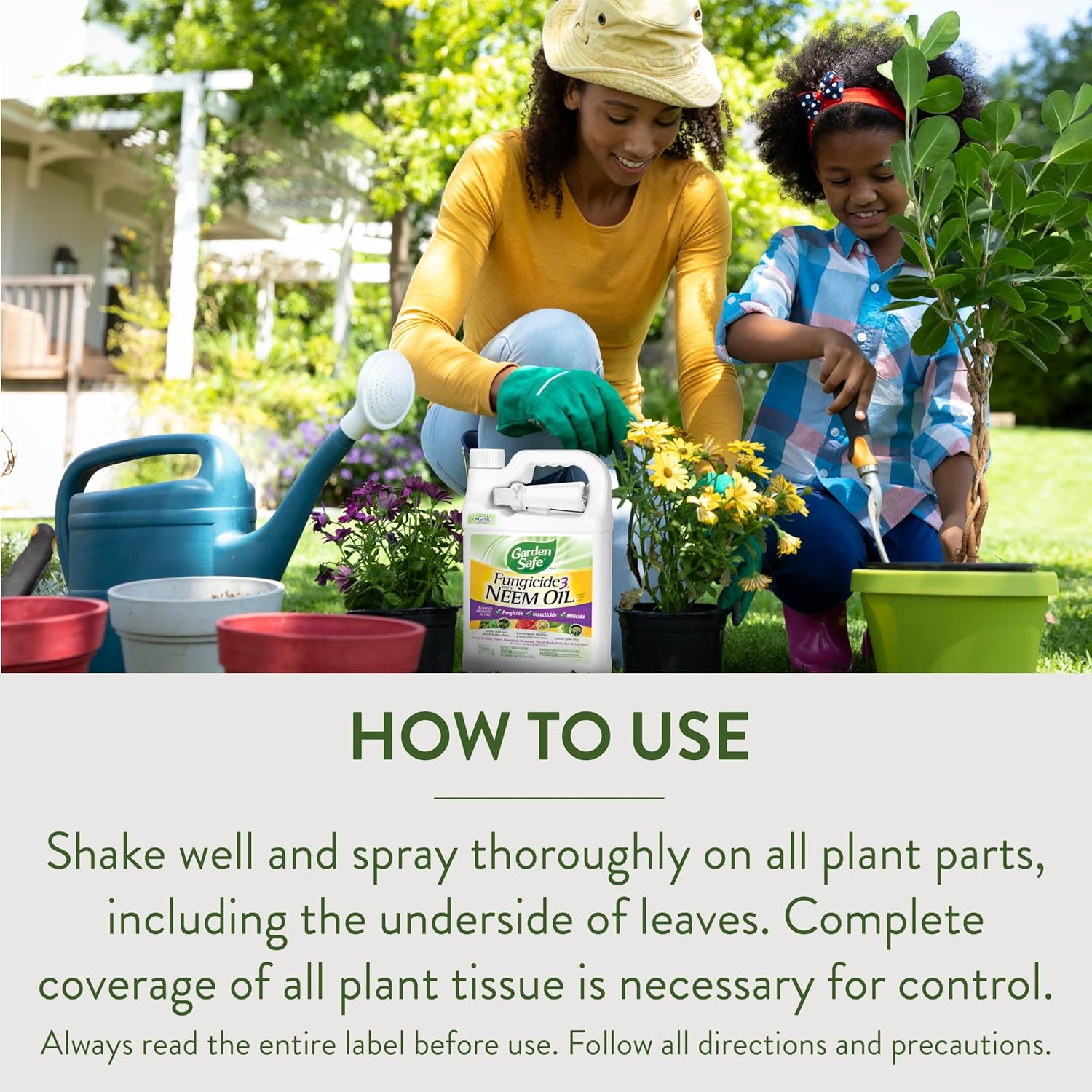 Garden Safe Brand Fungicide3 with Neem Oil, 1 Gallon, 3 Garden Products in 1 for Organic Gardening, Fungicide, Insecticide and Miticide Kills Eggs, Larvae and Adult Insects