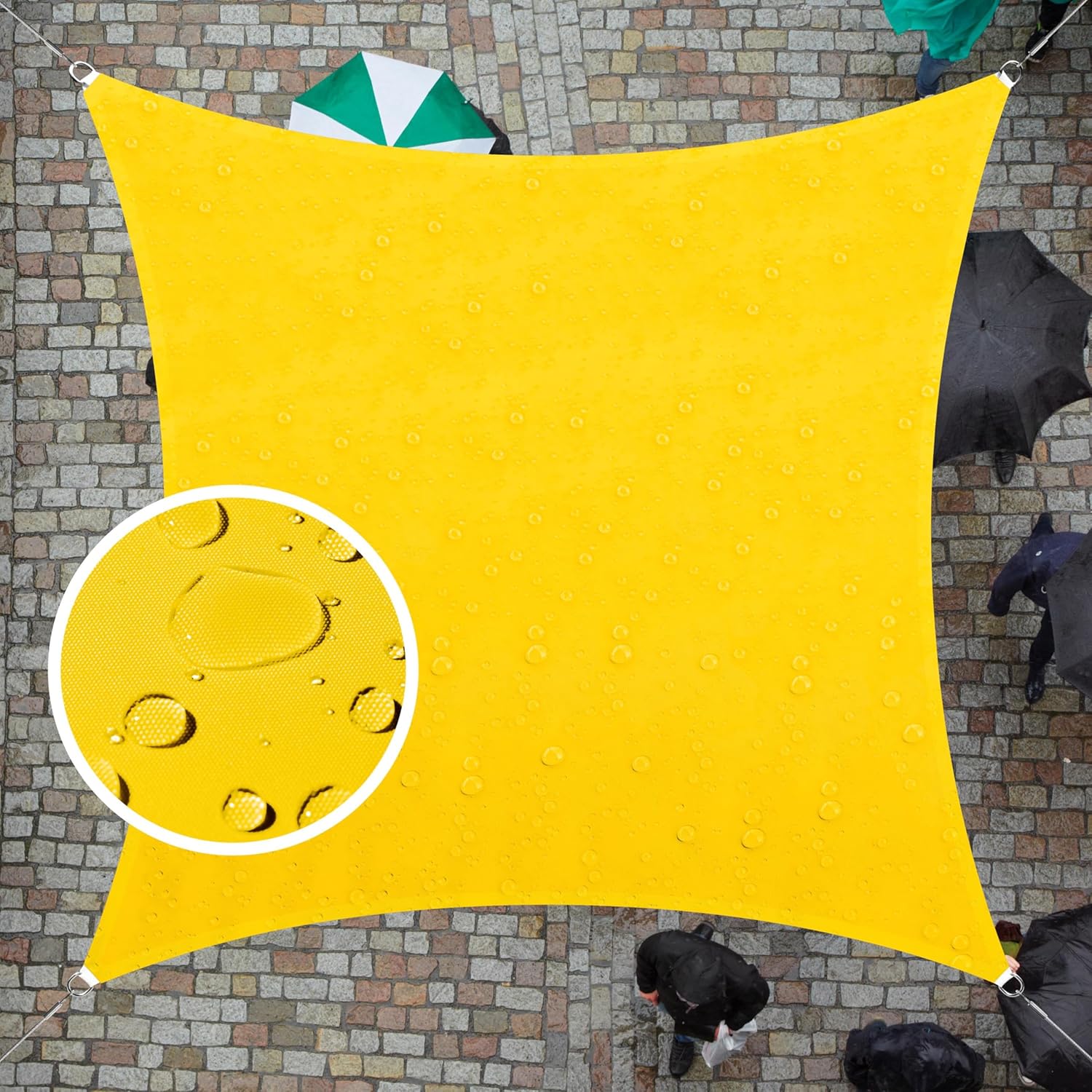 ColourTree 14' x 14' Yellow CTADS14 Rectangle Waterproof Sun Shade Sail UPF50 Canopy Awning Shelter, 95% UV Block Water Resistant, Garden Carport Outdoor Patio (We Customize)