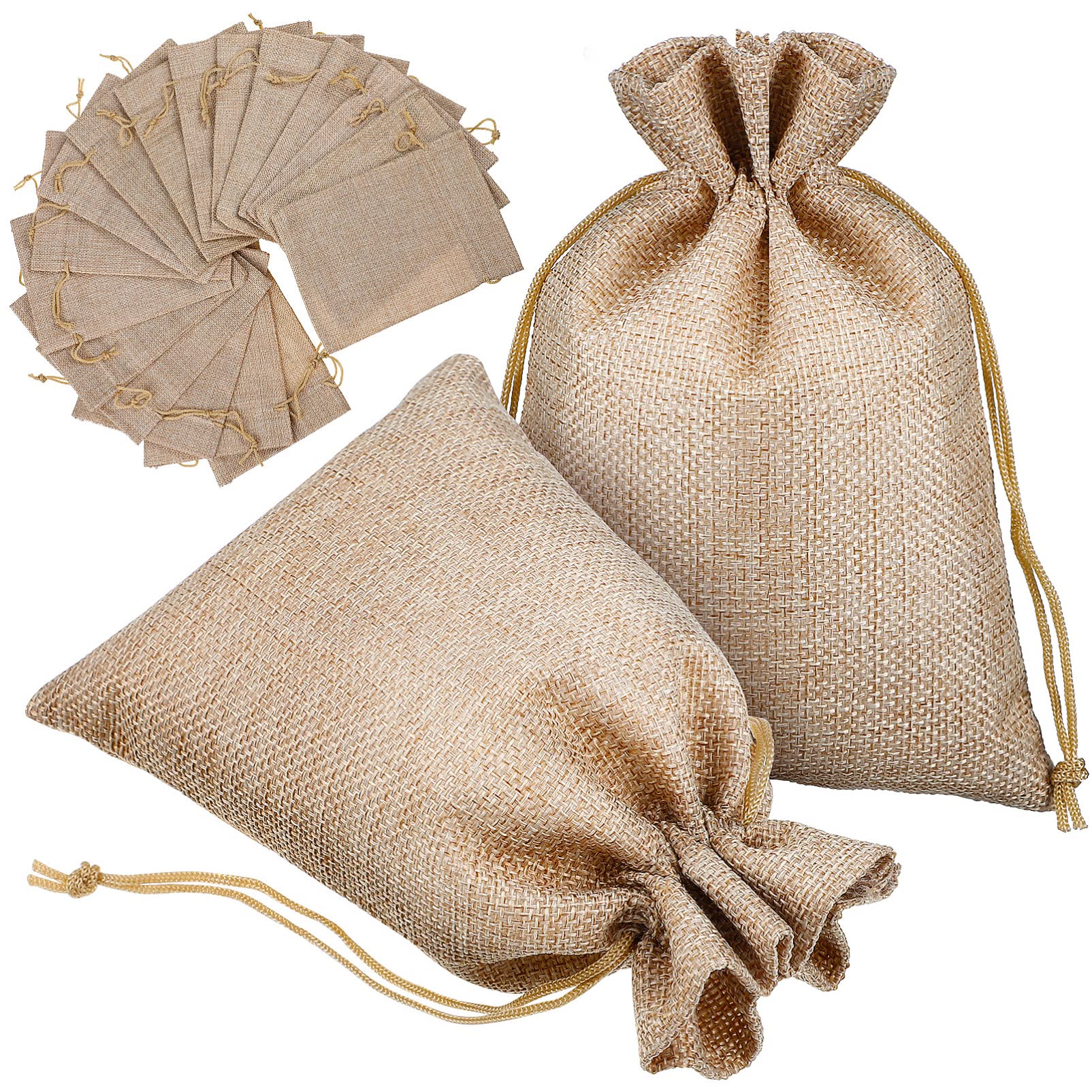 HONITANO 50 Stück Jute Geschenktüten mit Kordelzug Rustikale Aufbewahrungstaschen für Hochzeiten Partys und DIY Projekte Wiederverwendbare Verpackungsbeutel