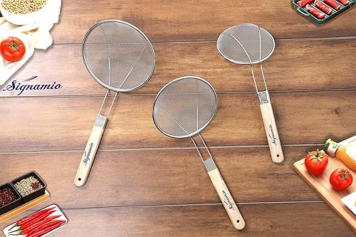 Miniatura 6 de Puri & Poori - Colador de aceite para freír profundo de acero inoxidable de 16 pulgadas, herramienta de cocina para freír, cocinar y colar, con