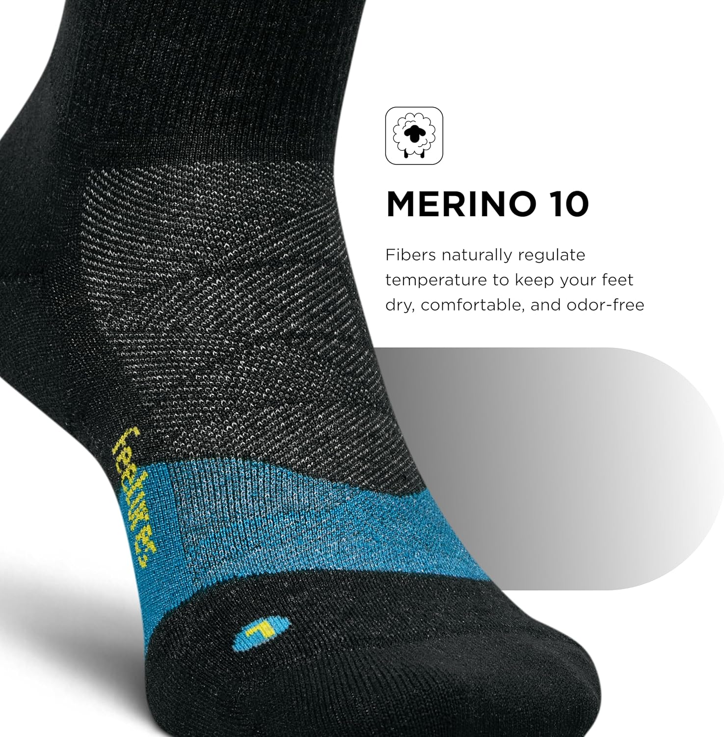 Feetures Merino 10 Cushion Quarter Sock Stripe - Image 7