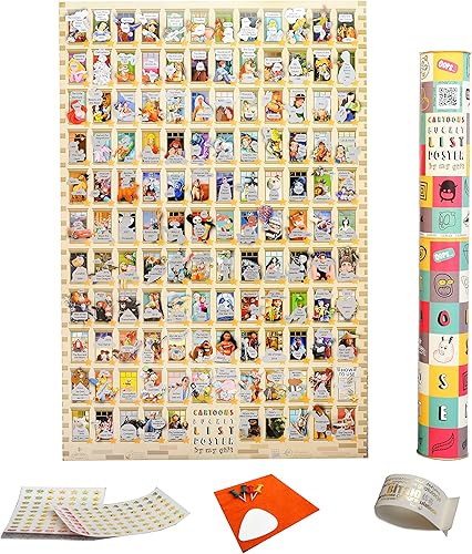 Mymap Póster de dibujos animados para raspar la película BucketList Animado 16x24 Wall Scratch Poster Best 100 películas