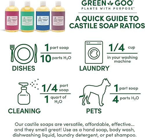 Miniatura 4 de Green Goo Jabón de Castilla Natural Skin Care, doble menta, 12 onzas líquidas (paquete de 2)