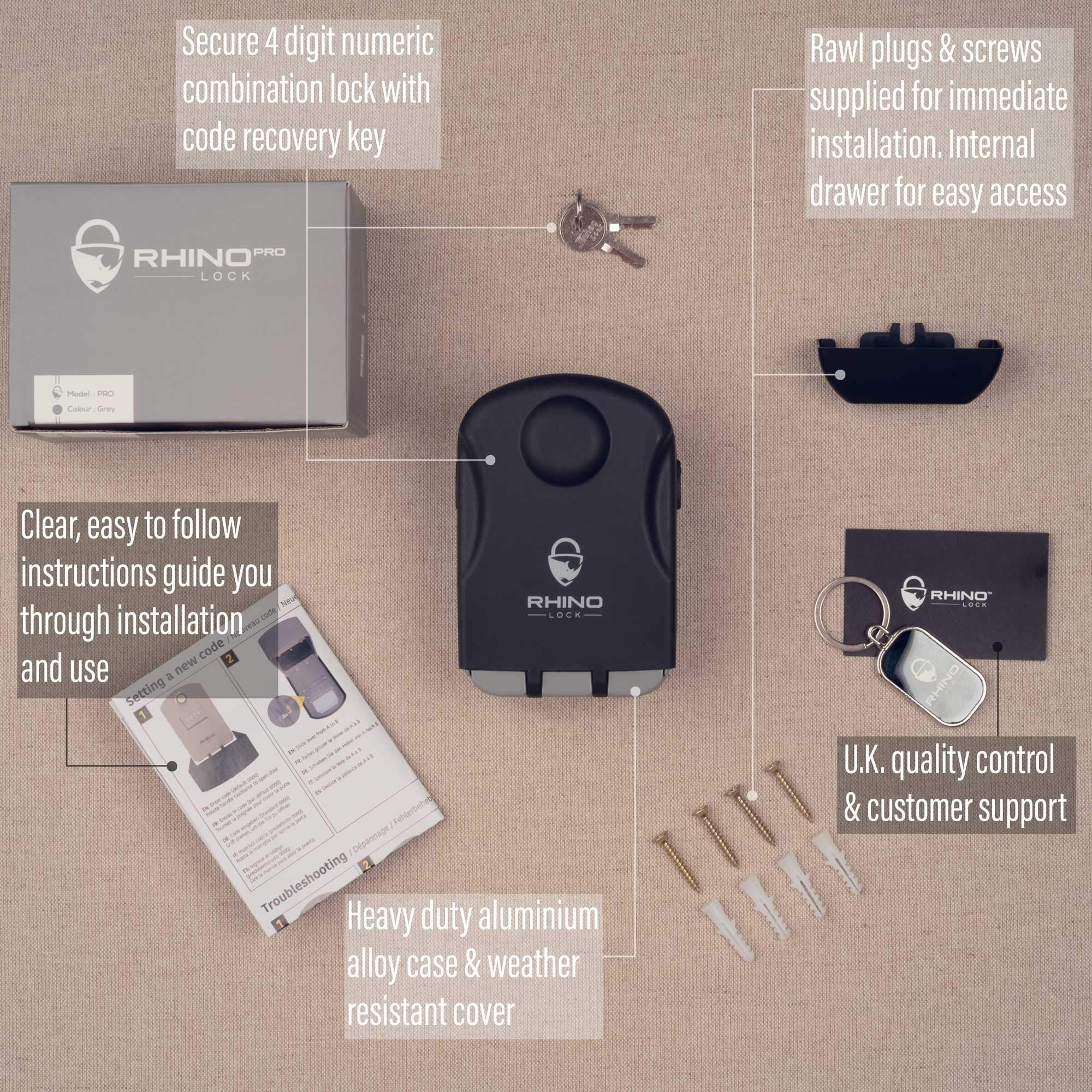 Rhino Lock Secure Pro Combination Key Safe Wall Mounted Lock Box