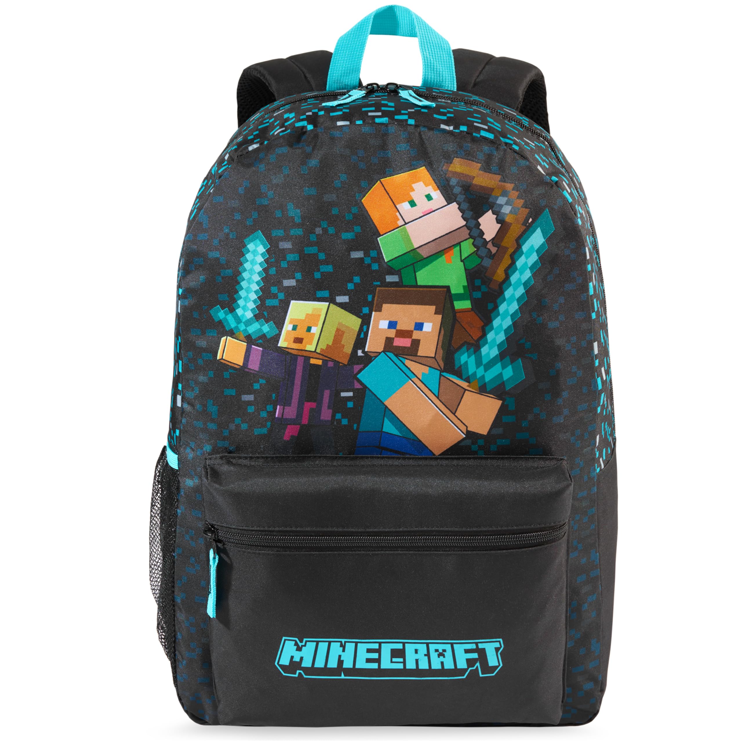 Get Trend Minecraft Sac a Dos Garcon, Fermeture Eclair et Cartable Bandoulière Réglable, Pour École ou Voyage, Cadeau Garcon (Bleu/Noir Minecraft)