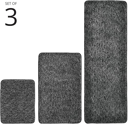 Miniatura 4 de mDesign Tapete rectangular de microfibra de poliéster antideslizante para spa, tapete de felpa jaspeado absorbente de agua para tocador de baño,