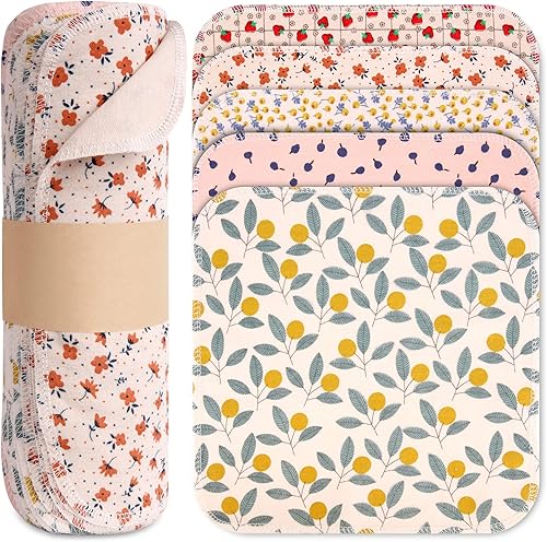 Rollo de toallas de papel reutilizables, paquete de 25 toallas de papel de franela de algodón lavables, con rollo de cartón, 10 x 10 pulgadas, súper