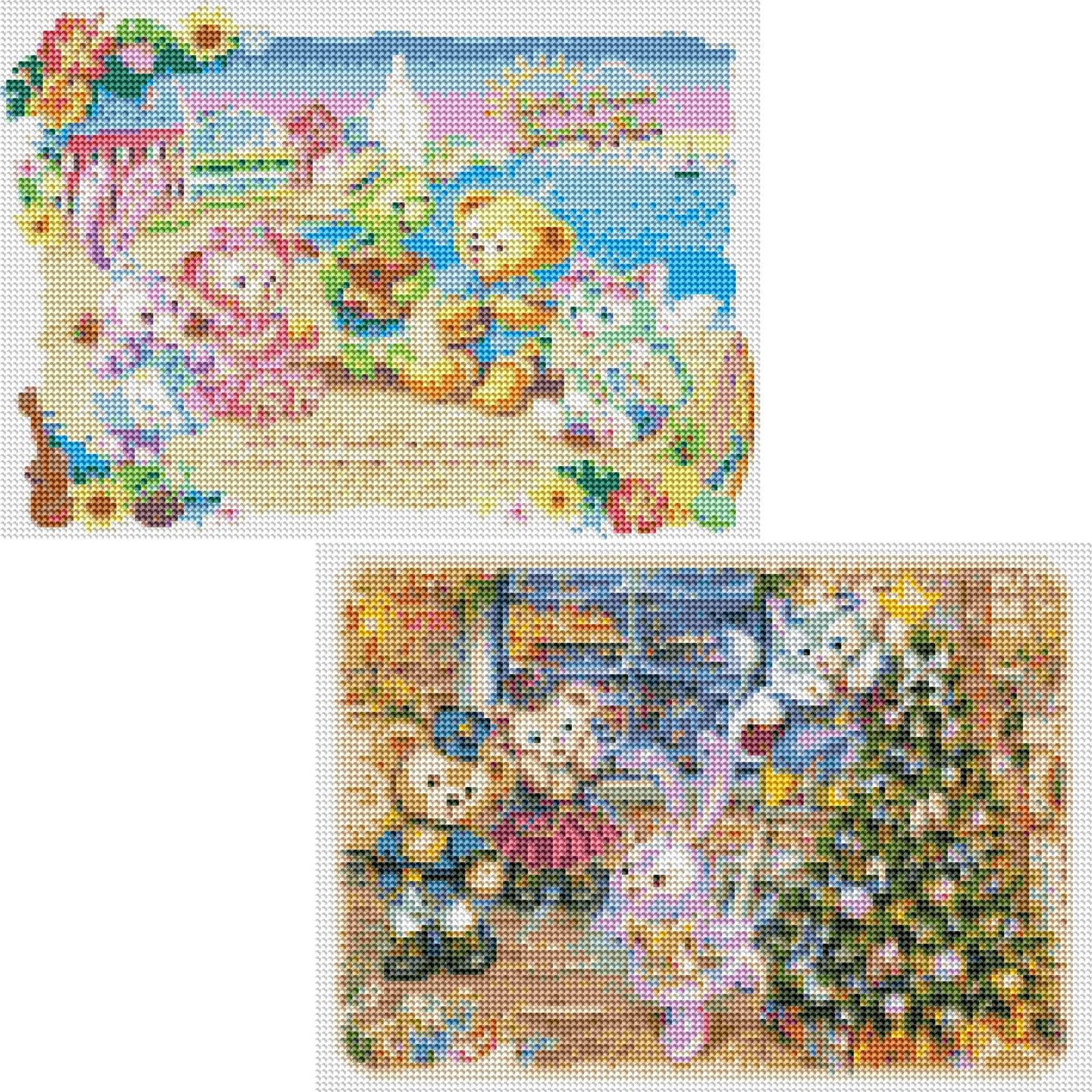 ZYSMIY 2 Piece Diamond Art Kit, 5D Diamond Art Set, Fully Pasted Diamond Beads Painting Kit, DIY Handmade Painting, Craft Kit, 11.8 x 15.7 inches (30 x 40 cm) Type, Anime, Bead Art 2PC-1 Round Beads Round Beads