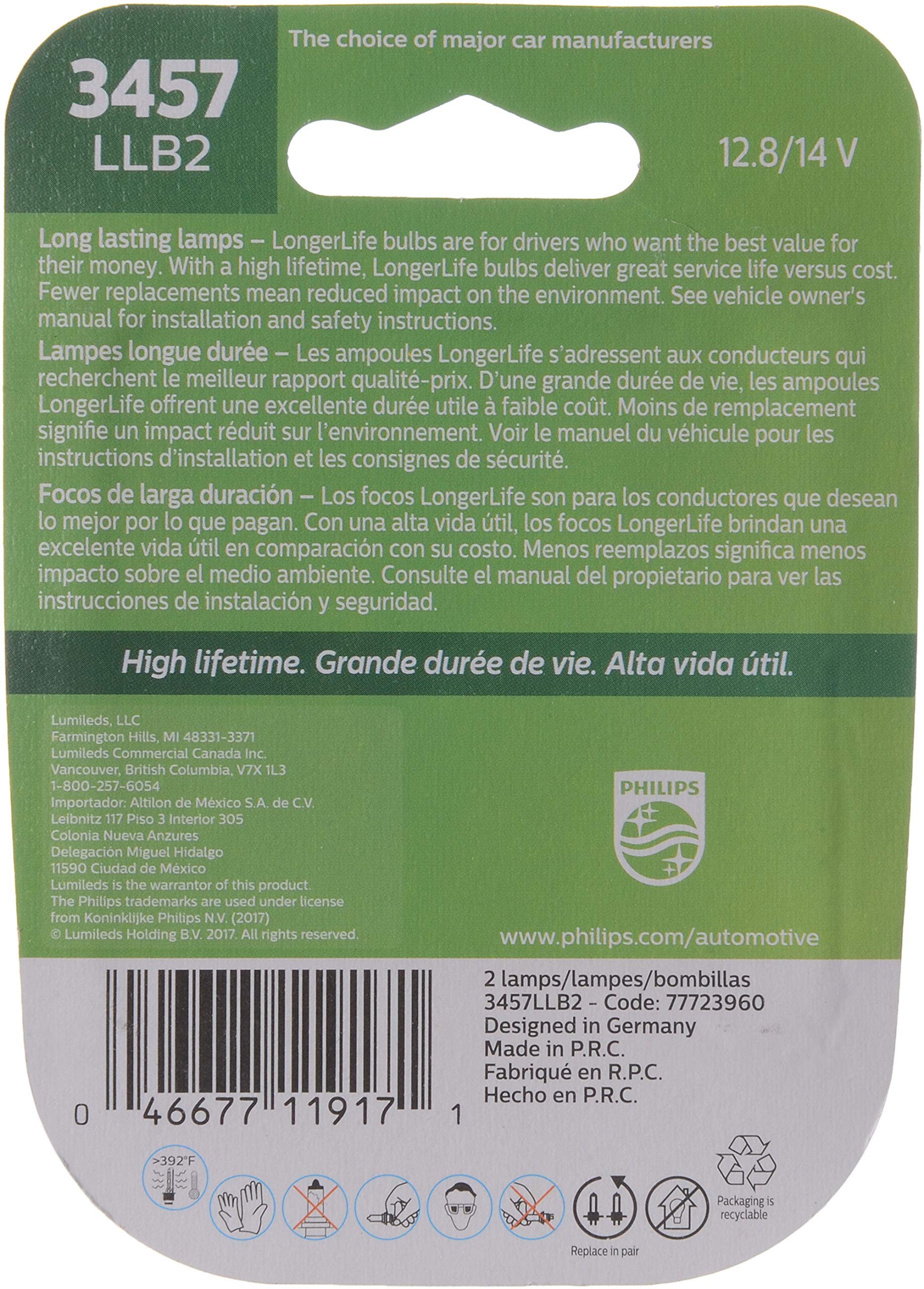 Philips LongerLife 3157NA Orange Turn Signal Bulbs – 2-Pack, 27/7W For Front Signals