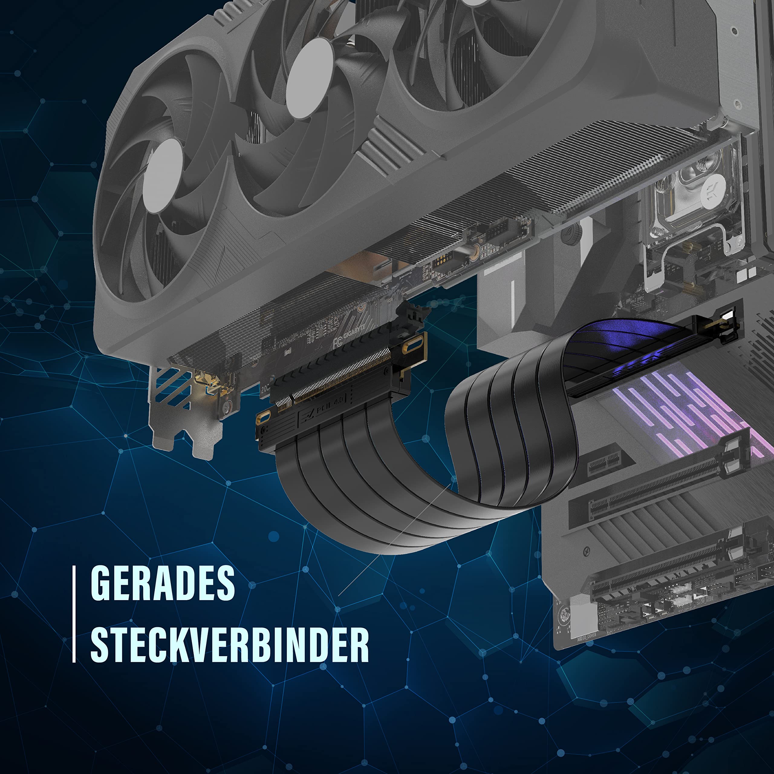 EZDIY-FAB PCIE Gen 4 16x Extrem Flexibel,Hochgeschwindigkeits Riser Kabel PCI Express 4.0 Port GPU Erweiterungskarte-Gerader Stecker[7.87in/20cm]