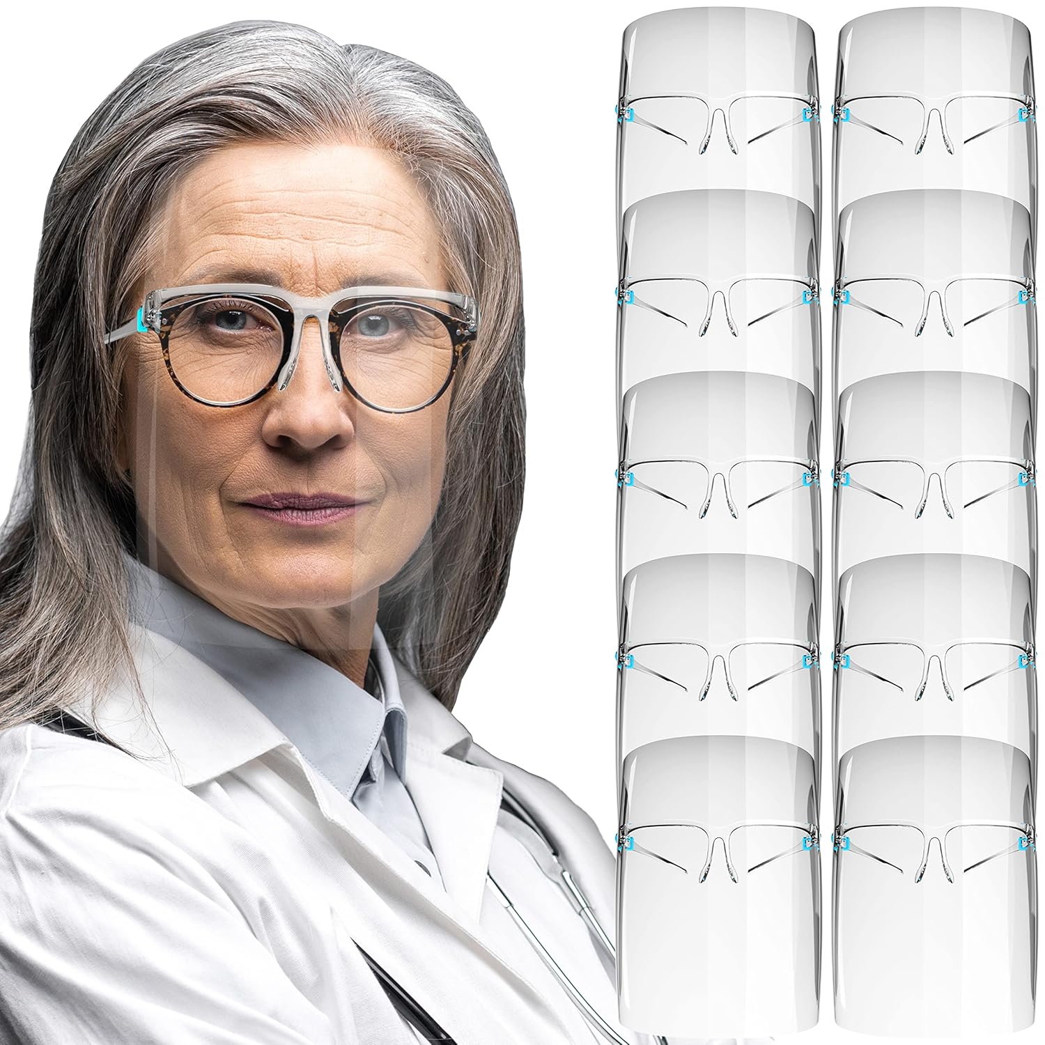 Clear Face Shield Glasses Face Shield (11Pack) Safety AntiFog