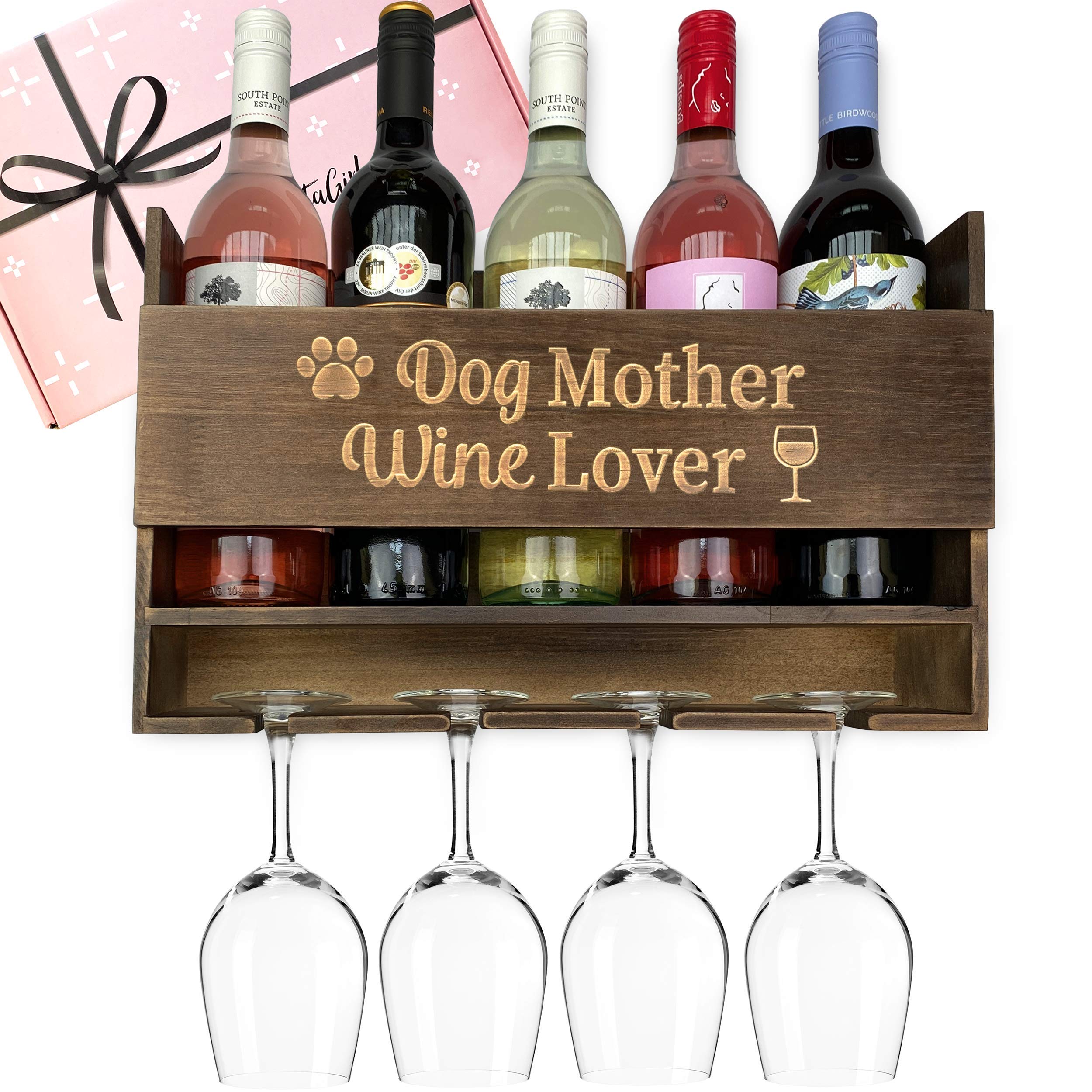 GIFTAGIRL Dog Mom Gifts for Women - Fun Dog Lover Gifts for Women, Our Dog Mom Wine Lover Racks are Perfect Dog Themed Gifts or Dog Owner Gifts for Christmas, and Arrive Beautifully Gift Boxed