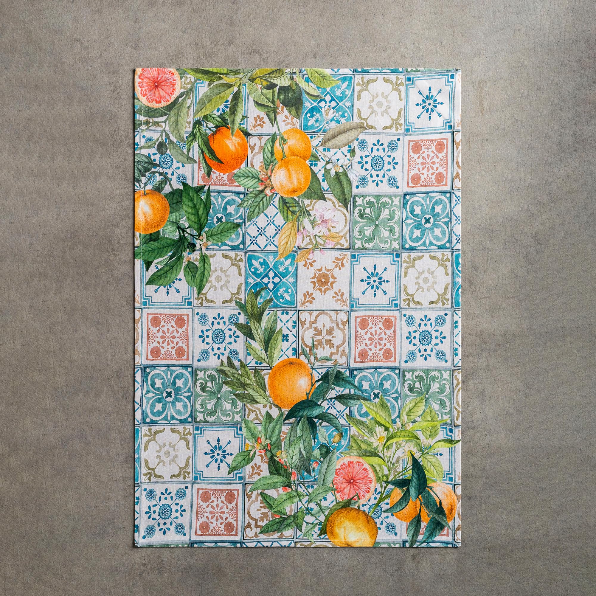 Maison d' Hermine Küchenhandtuch, 100% Baumwolle Set von 3, 50 cm x 70 cm Küchenhandtücher Tischgeschirrtücher zum Muttertagsgeschenke, Reinigen, Buffetpartys und Hochzeiten, Agrume – Frühling/Sommer