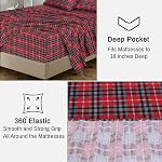 RUVANTI Flannel Feuilles de taille jumelée - 100% Ensemble de feuilles jumelles brushed en coton, poches profondes 16 Inches, toutes les saisons respirant & Draps de lit extra doux, chaud & C'est confortable. 3 Pièce, Plaid rouge