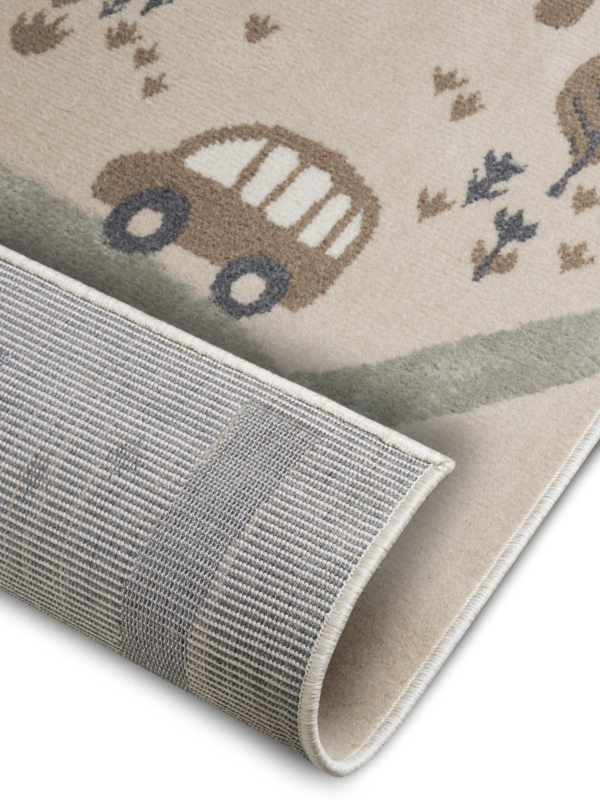 Hanse Home Adventures Kinderteppich - Tier Dschungel Spielteppich Straße Straßenteppich Teppich Junge Mädchen für Kinderzimmer, Jugendzimmer, Wohnzimmer - Creme Braun Grau, 160x235cm