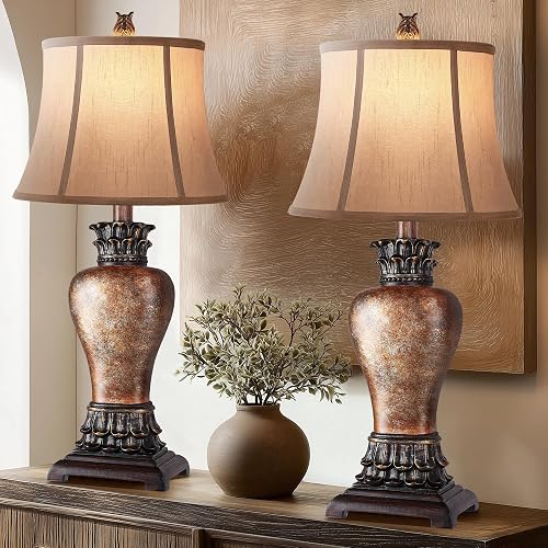 Hamucd 27" Set of 2 Tall Farmhouse Rustic Table Lamps