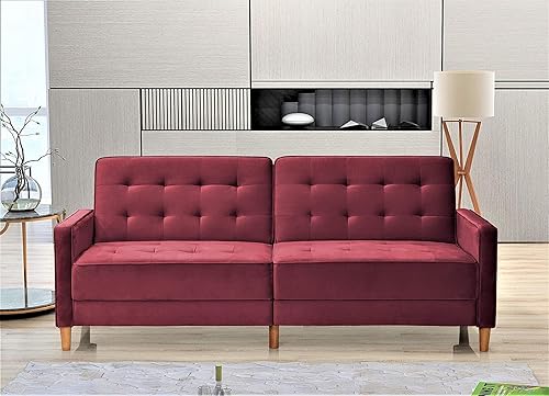 Miniatura 3 de Nia - Sofá cama tapizado de terciopelo moderno, color negro medianoche