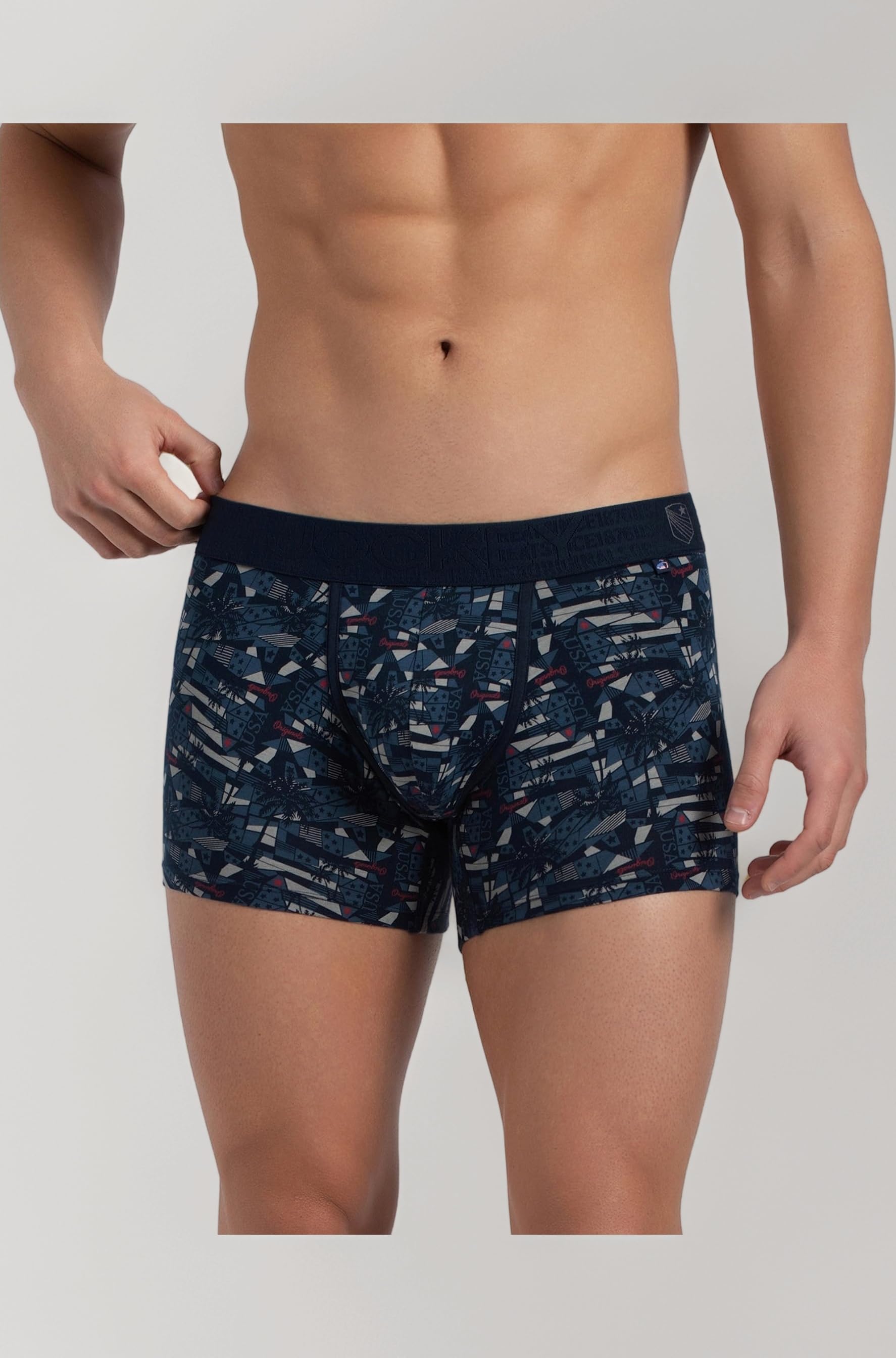 US63 Men's Super Combed Cotton Elastane Stretch Printed Trunk with Ultrasoft Waistband