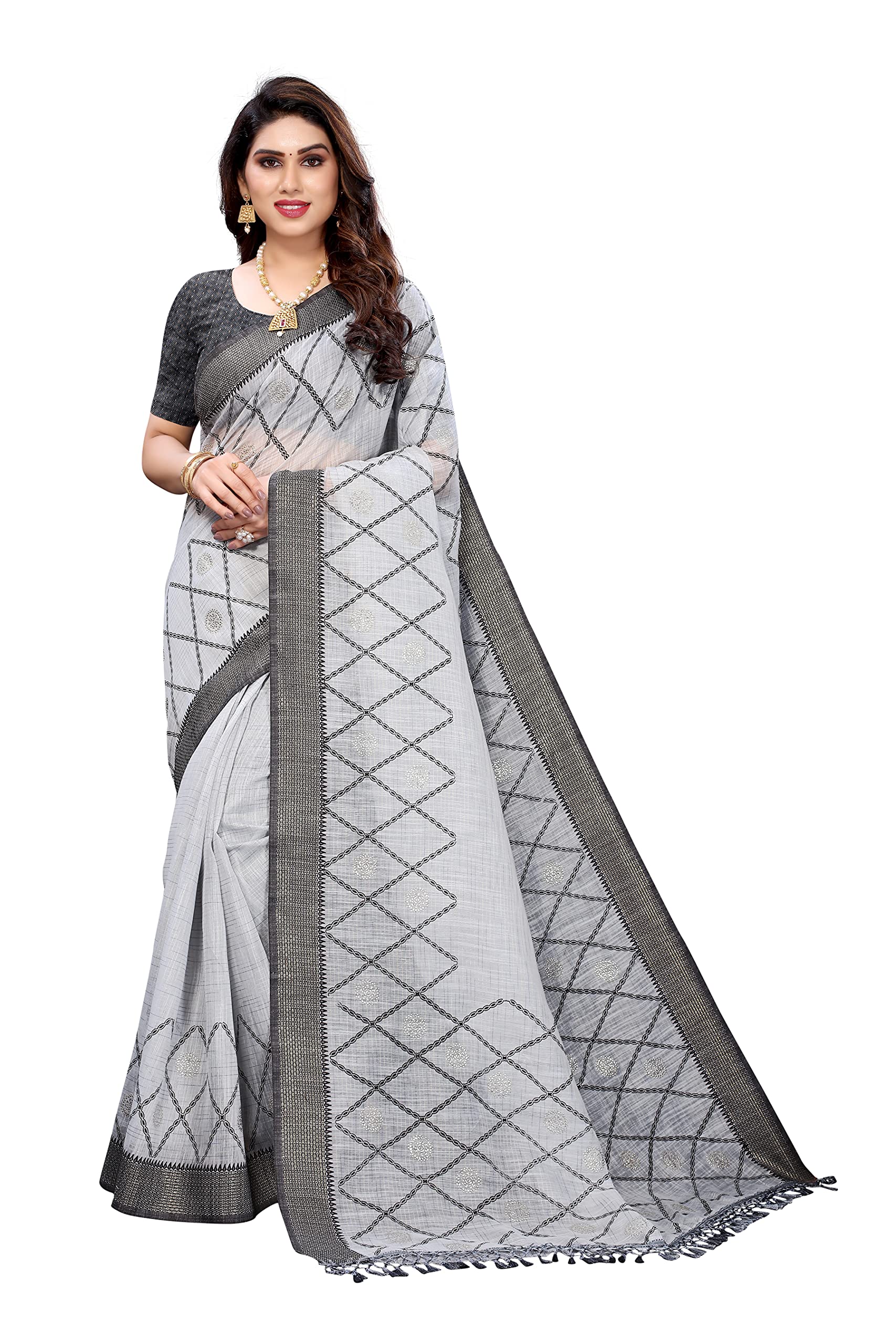 Women Cotton Silk Printed Saree With Blouse