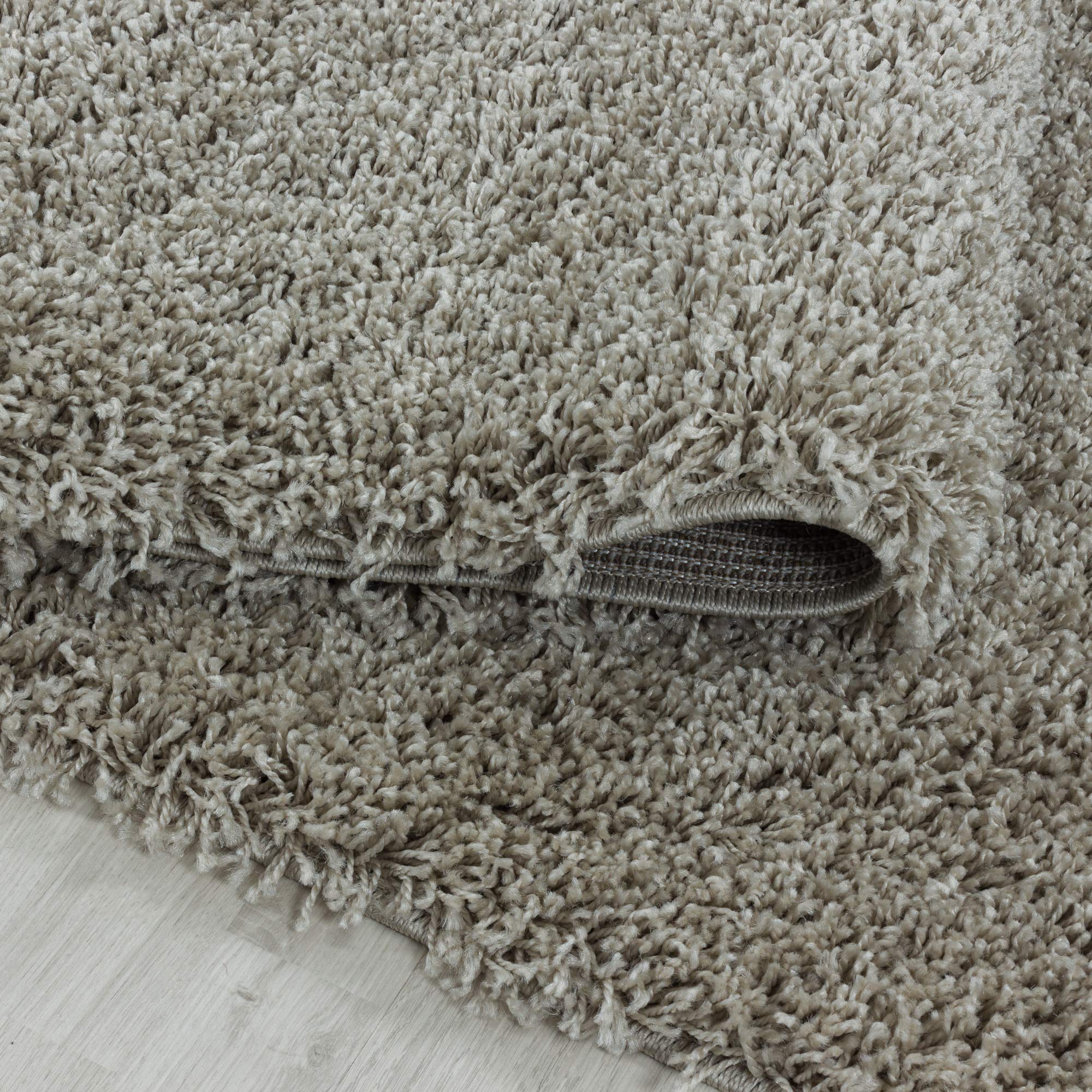 SIMPEX Alfombra Shaggy Redonda 120 cm Natural, Suave y esponjosa, Moderna Lisa, Ideal bajo Mesa Auxiliar