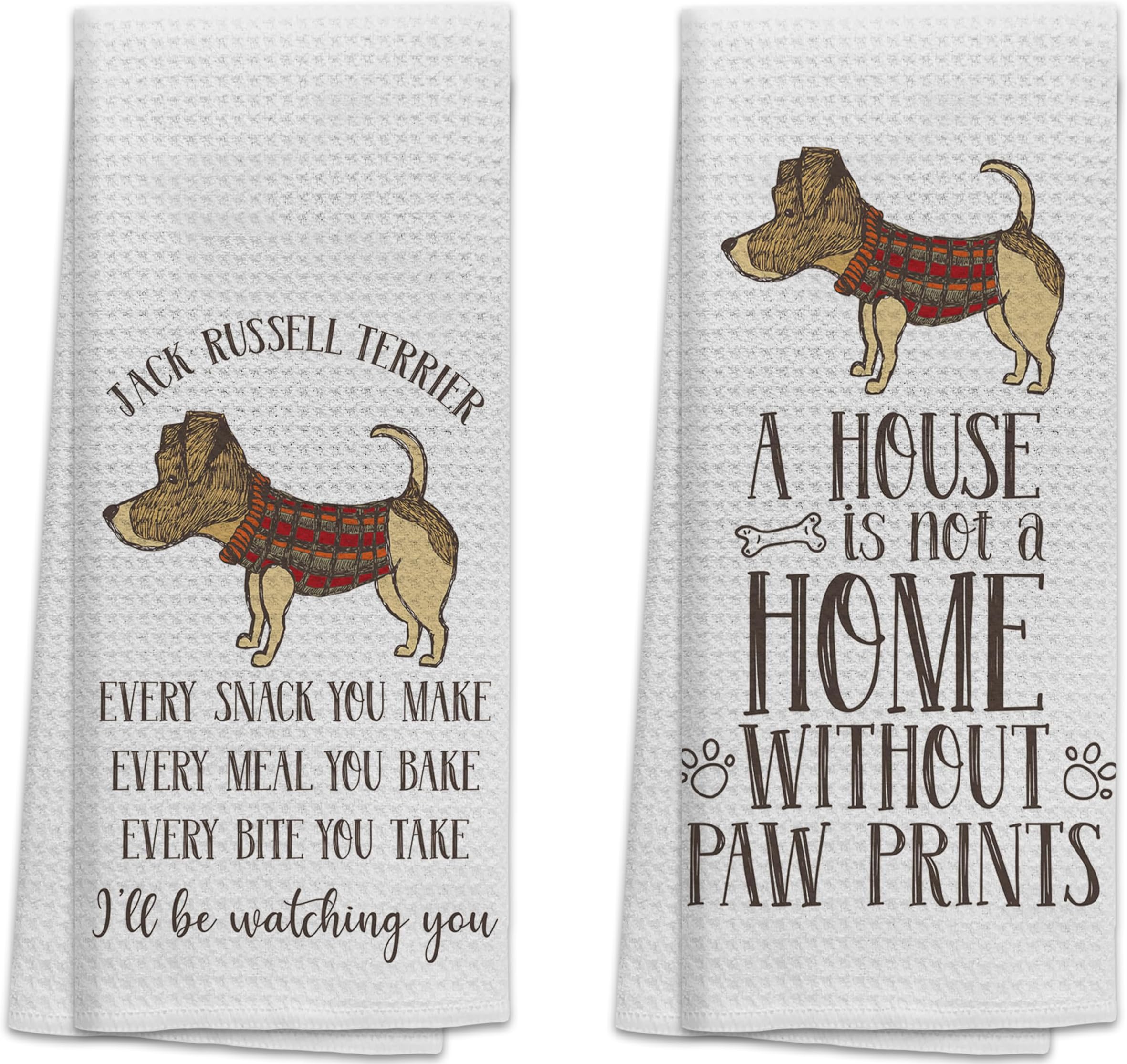 TNUWJack Russell Terrier Kitchen Towels 16x24In Set of 2, Gifts, Decor, A House Is Not a Home Without Pawprints Decorative Tea Dish Towels for Kitchen Bathroom