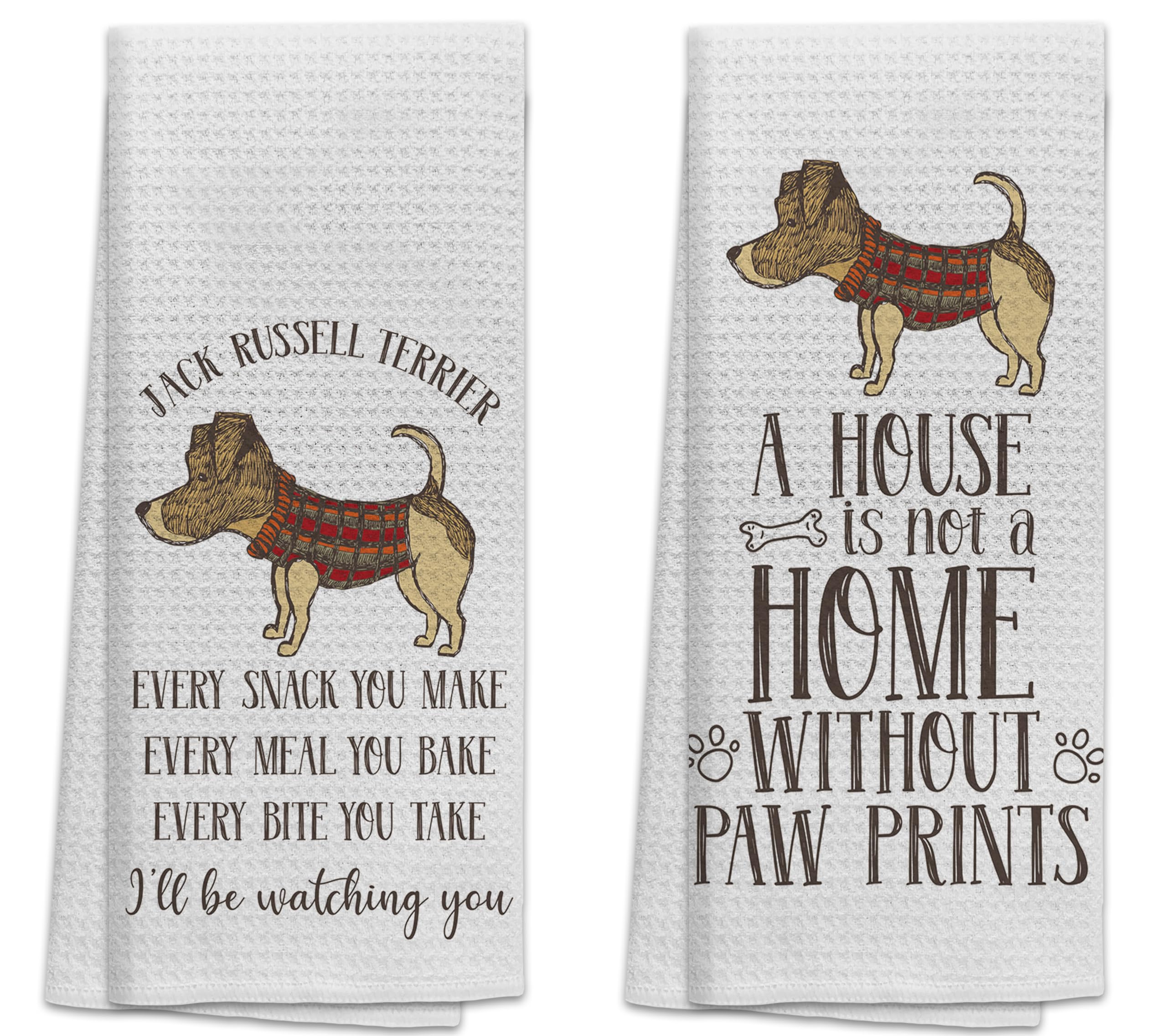 TNUWJack Russell Terrier Kitchen Towels 16x24In Set of 2, Gifts, Decor, A House Is Not a Home Without Pawprints Decorative Tea Dish Towels for Kitchen Bathroom
