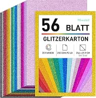 Trblietavý papier VGOODALL na tvorenie, 56 listov A4, 20 farieb, 250 g/m² 1