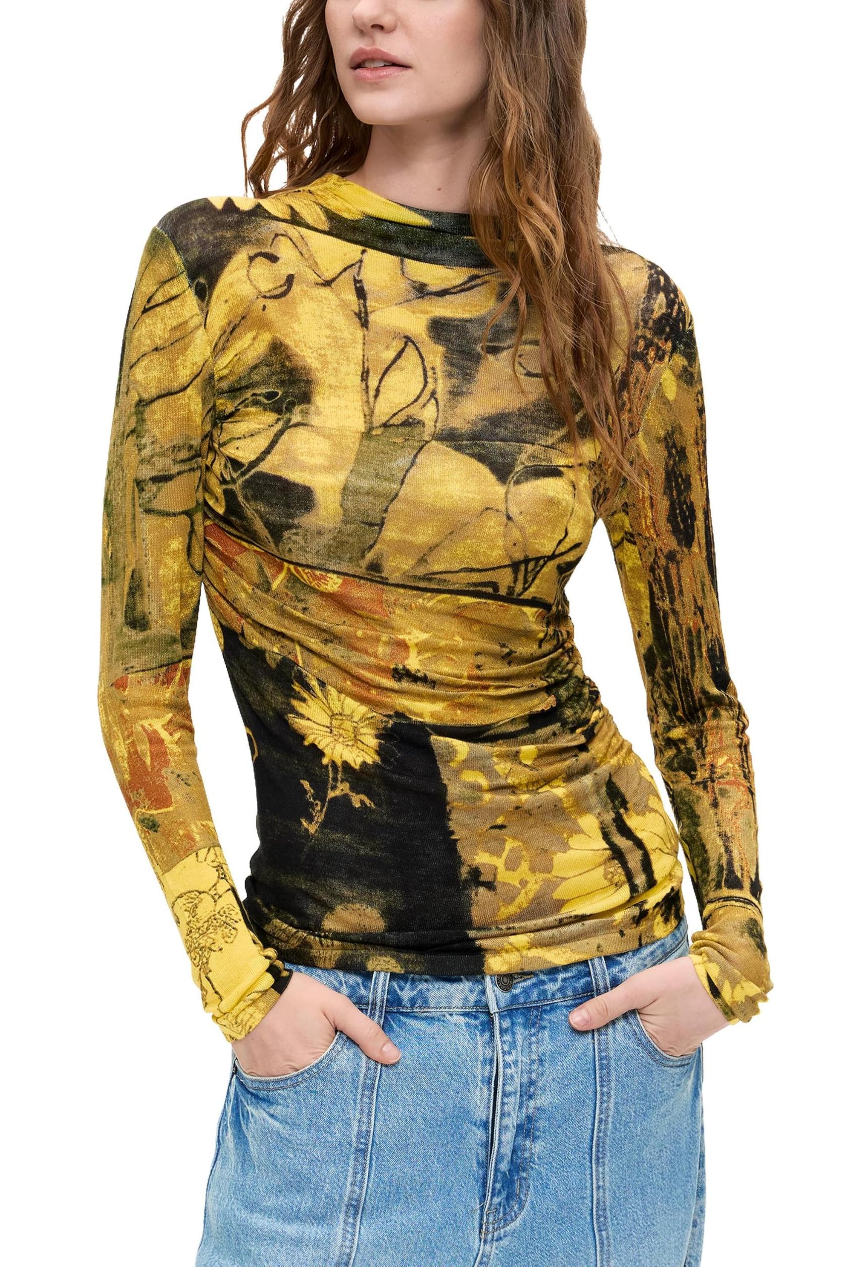 Thin Printed Sweater - GREEN - L