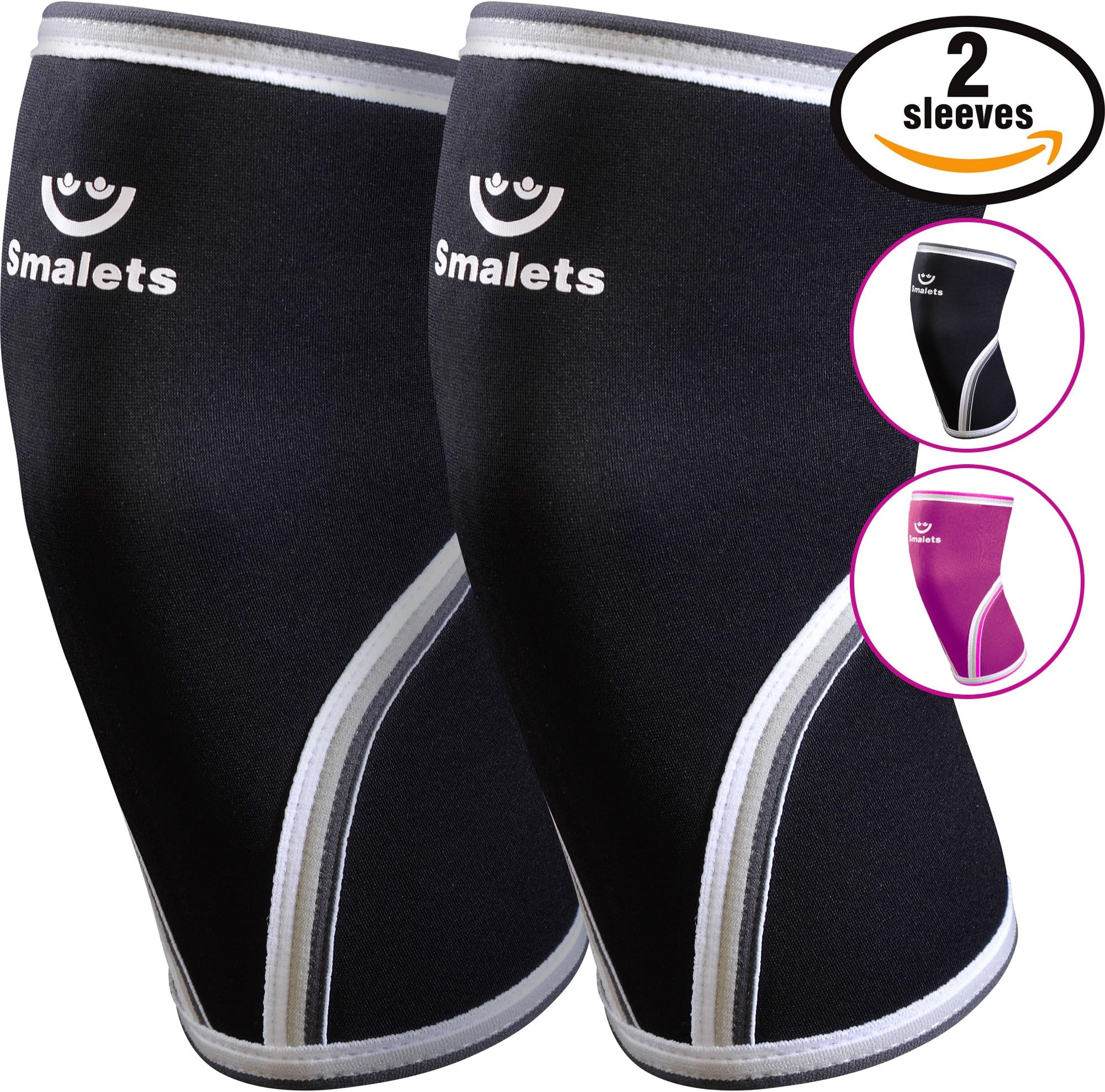 Smalets Women’s Knee Sleeves 5 mm Neoprene Compression Support For Weightlifting & Powerlifting, Crossfit & Squats – Knee Brace For the Best Running - 15 Months Warranty Black XL