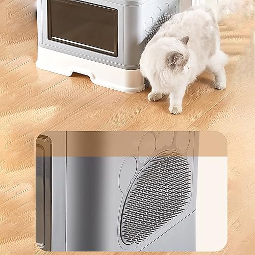 Miniatura 5 de Caja de arena plegable portátil extra grande cubierta con tapa de entrada superior para gatos