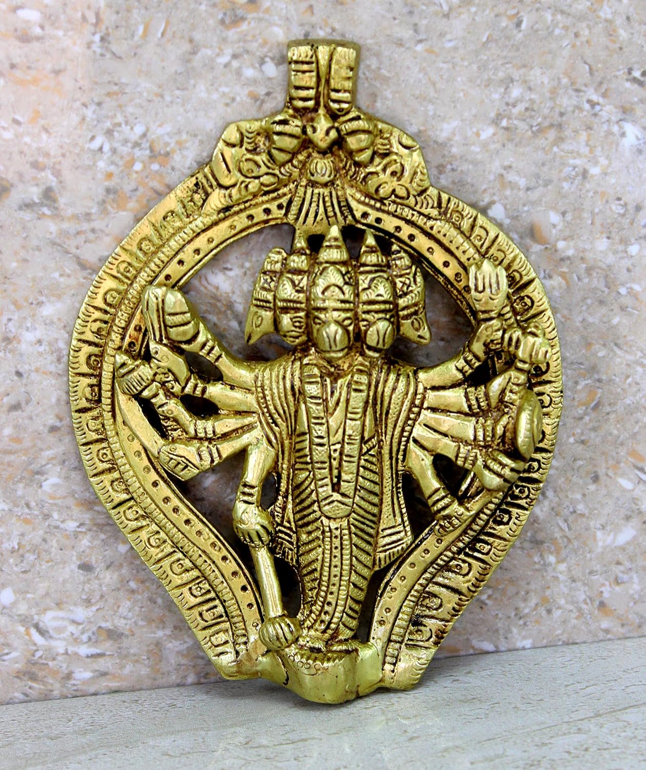 Gold eSplanade Brass Panchmukhi Hanuman Wall Hanging Anjaneya Pavan Putra Bajrangbali Maruti Idol Murti Moorti Statue - 6 Inches