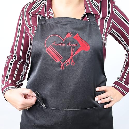 Miniatura 6 de Personalized Custom Embroidered Black Hair Stylist Apron - Beauty Salon - Barber - Men & Women