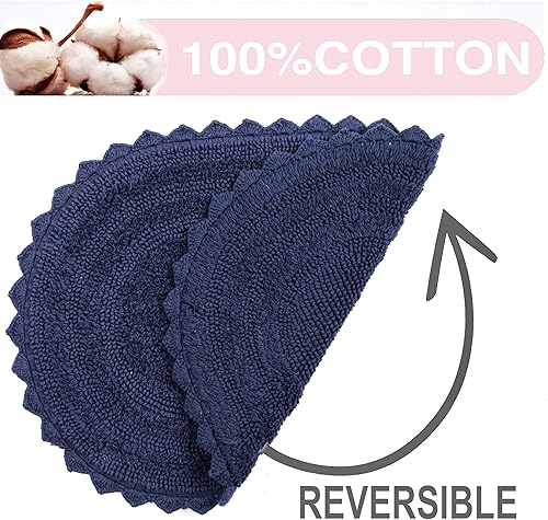 Miniatura 4 de TreeWool - Alfombras de baño con borde de ganchillo reversible en algodón de felpa (paquete de 2)