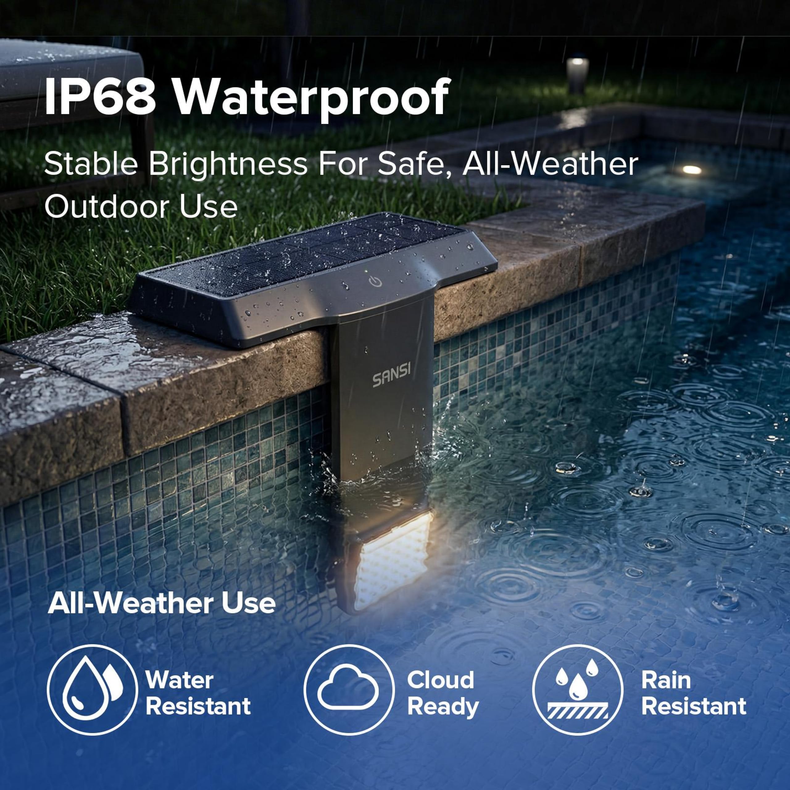SANSI Luces Solares Para Piscina RGB 150° IP68 Impermeables Sumergibles Carga Solar Tipo C Control Remoto