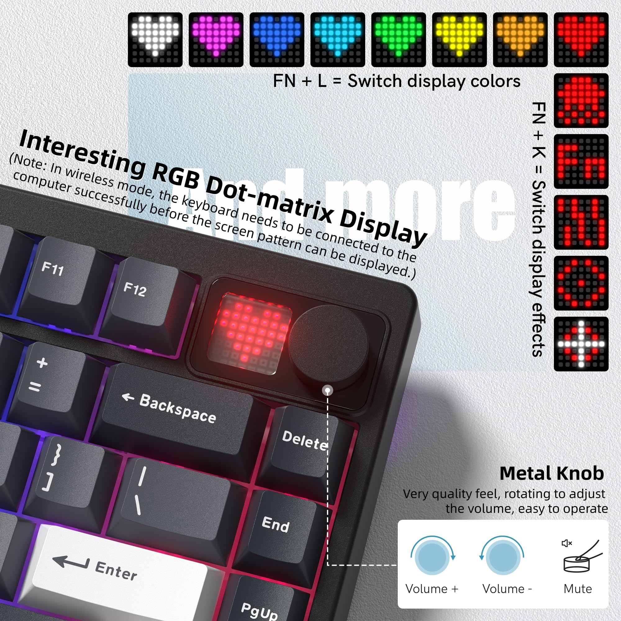 Womier Teclado 75% QMK/VIA, teclado inalámbrico cremoso para juegos, aluminio CNC, teclado mecánico de tres modos con batería de 8000 mAh, retroiluminación RGB intercambiable en caliente personalizada