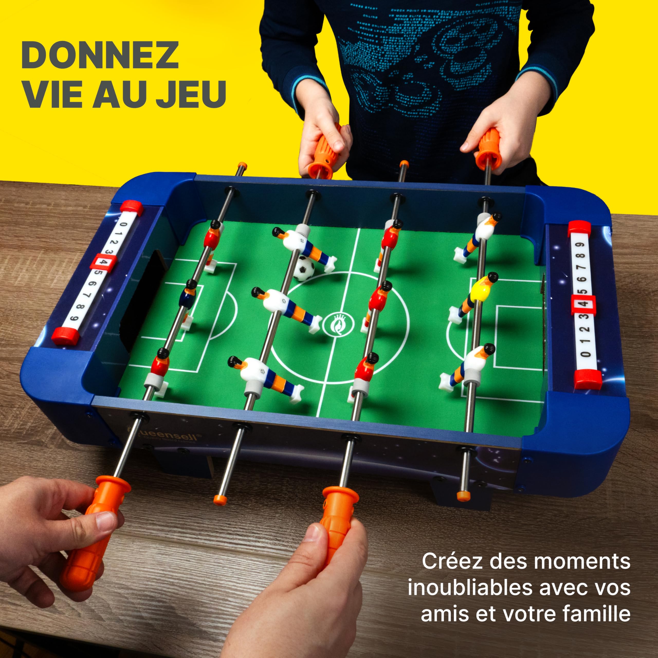 Mini Table de Baby-Foot pour Enfants et Adultes – Jeu de Football Miniature de 53 cm, Mini Table de Football pour Soirées Jeux en Famille
