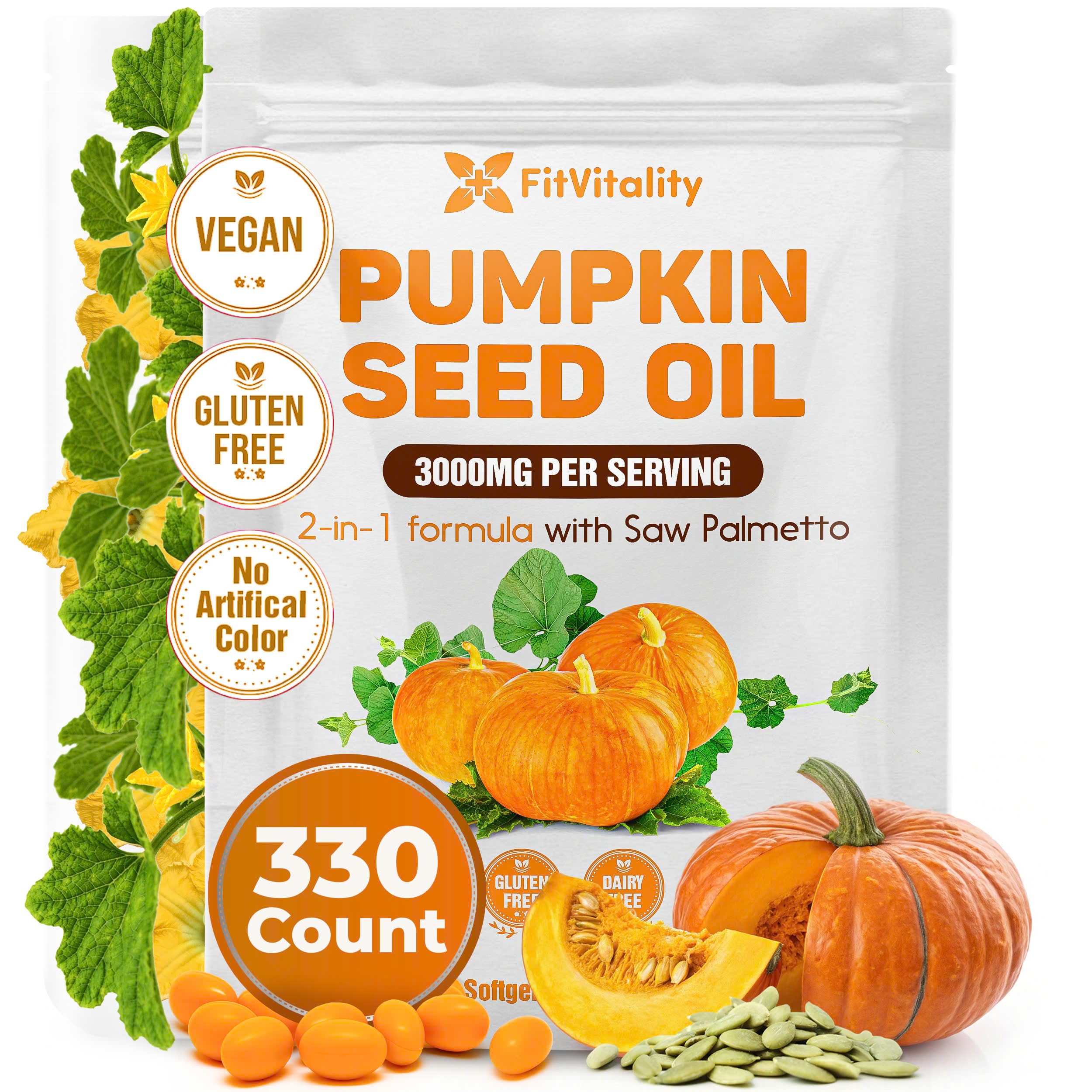 Pumpkin Seed Oil Softgels, 330 Count, Cold-Pressed Pumpkin Seed Oil Softgels 330 Count (Pack of 1)