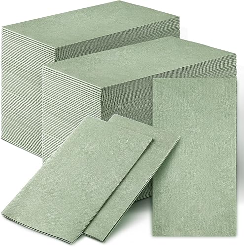 Rtteri 100 servilletas desechables de color verde salvia, servilletas de papel de boda, toallas de mano para invitados, decoración de mesa de boda