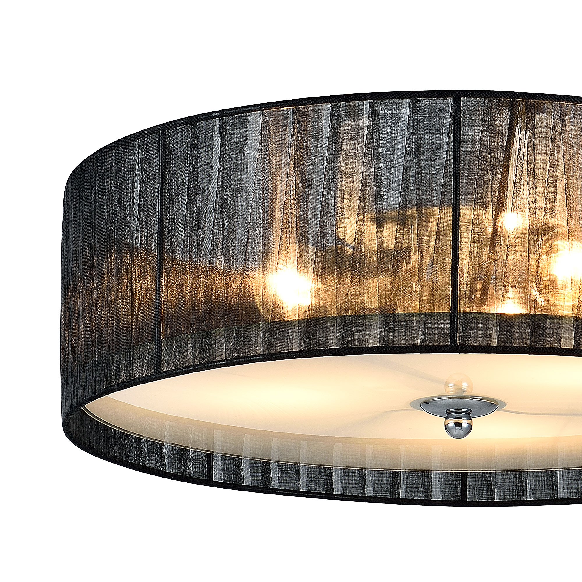 Lüster Deckenleuchte/Deckenlampe - Helena - Modernes Design: Kronleuchter aus Organza & Kunst-Stoff weiß/schwarz - Ø 40 cm Leuchte - 3 x E27 Sockel - für Wohnzimmer & Schlafzimmer