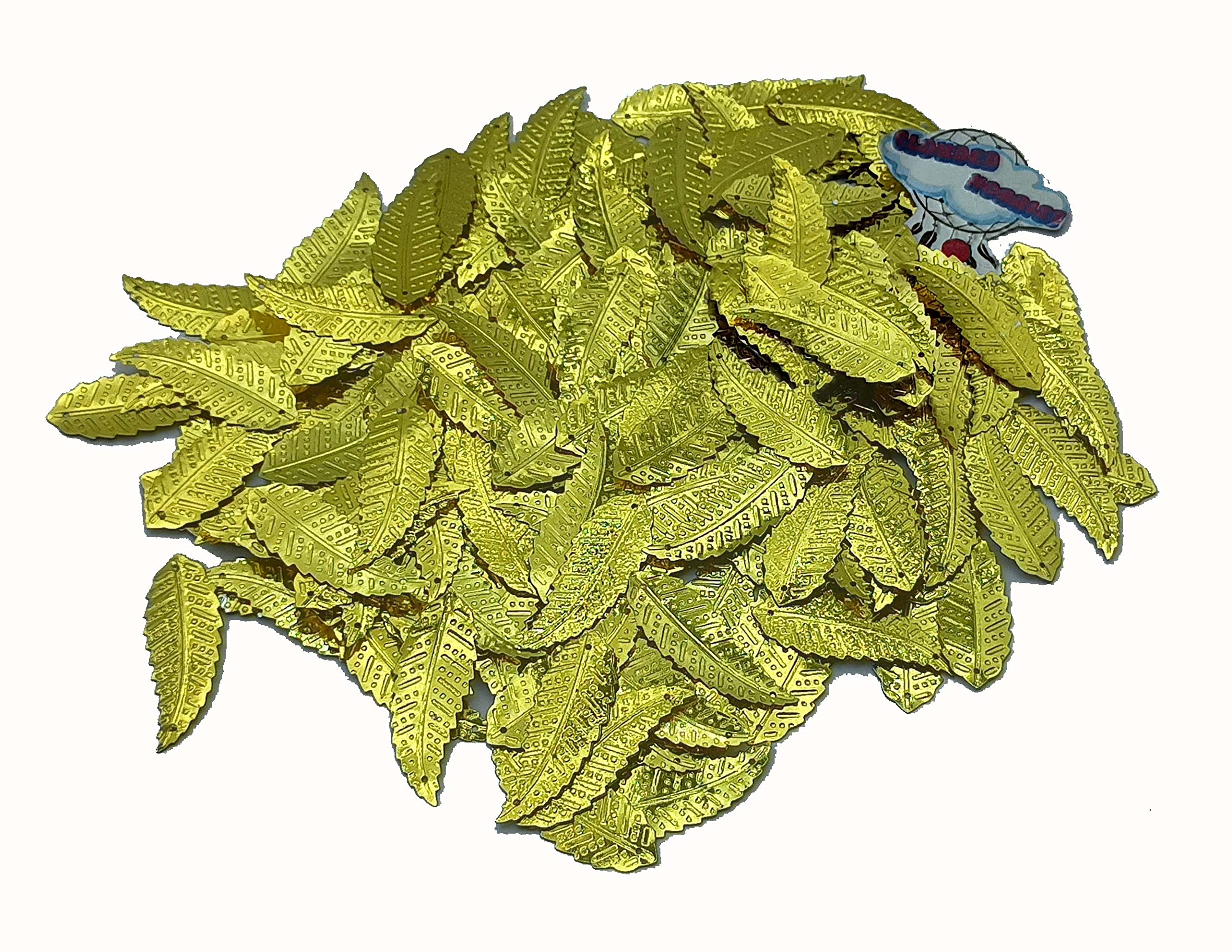 CLOUDED HOBBIES POLYALTHIA Leaf Multicolour Sequins for Craft , DÉCOR & Embroidery (Golden)