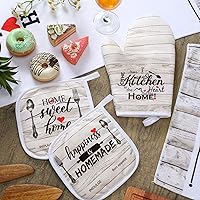 Vista 6 de Rtteri Juego de 5 toallas de cocina estilo granja, 2 tablones de madera vintage, 1 guante de horno, 2 agarraderas para cocinar, hornear, asar a