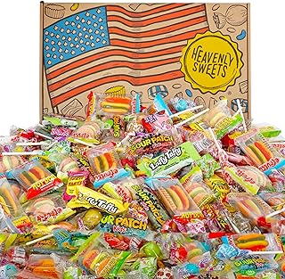 American Sweets Gift Box - 100+ Piece American Party Sweets Box - Birthday, Pinata, Halloween, Laffy Taffy, Jolly Rancher Sweets, Sour Patch Kids Candy Hamper - Heavenly Sweets