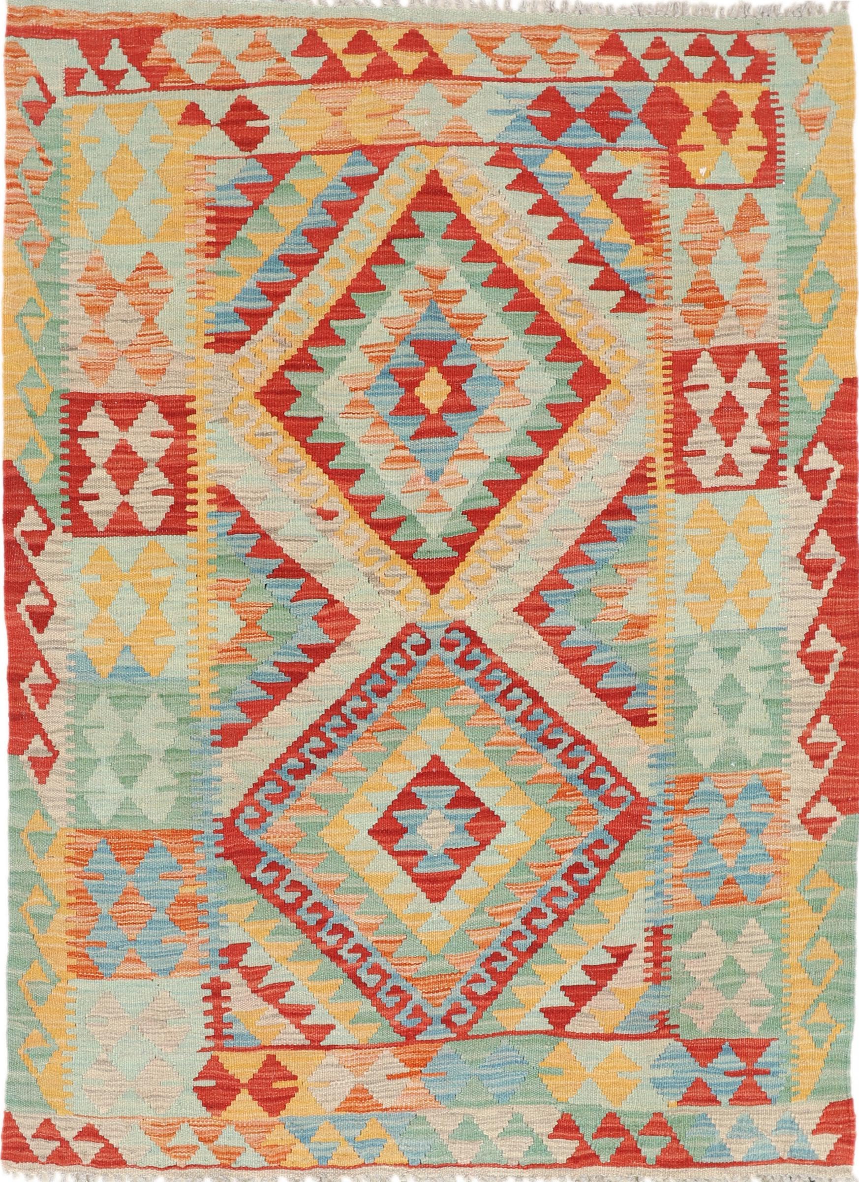 Tapis Kilim Afghan 107x144 cm, tapis d'Orient en laine tissé main