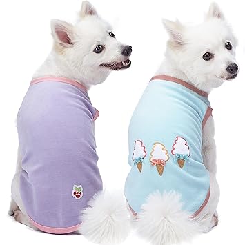 Blueberry Pet Pack of 2 Soft & Comfy Perfect Wardrobe Essential Everyday Cotton Blend Dog Pajamas & Tank Top T Shirts, Back Length 12
