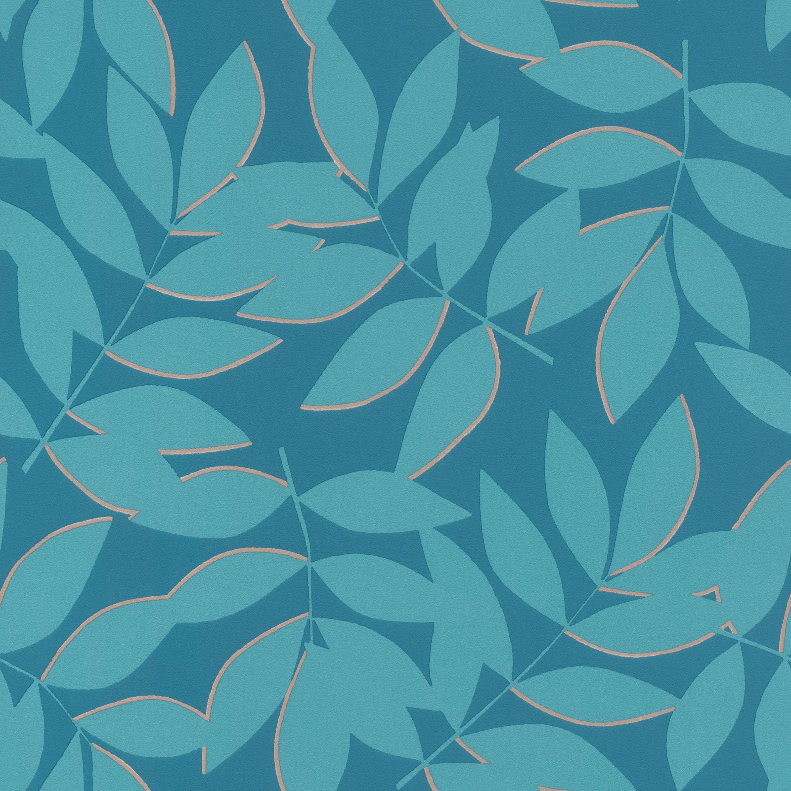 Papier peint intissé Rasch Symphony feuilles turquoise 10x0,53m pour salon