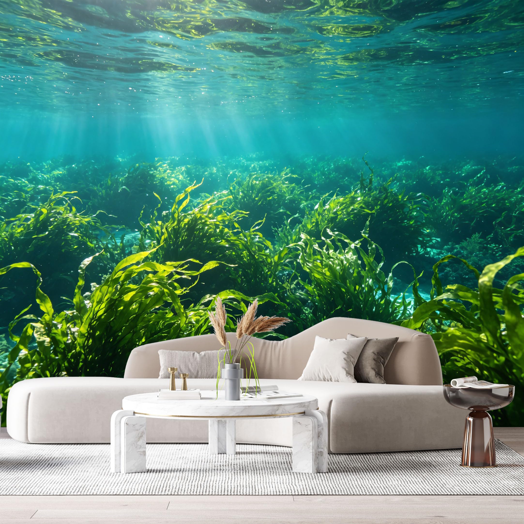 Custom Size Wall Murals Underwater Ocean Marine Seaweed Light Rays SelfAdhesiveWall Fabric Removable Wallpaper Wall Decor for Living Room Bedroom Bathroom