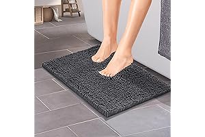 ITSOFT Plush Microfiber Non Slip Soft Bathroom Rug, Absorbent Machine Washable Chenille Bath Mat