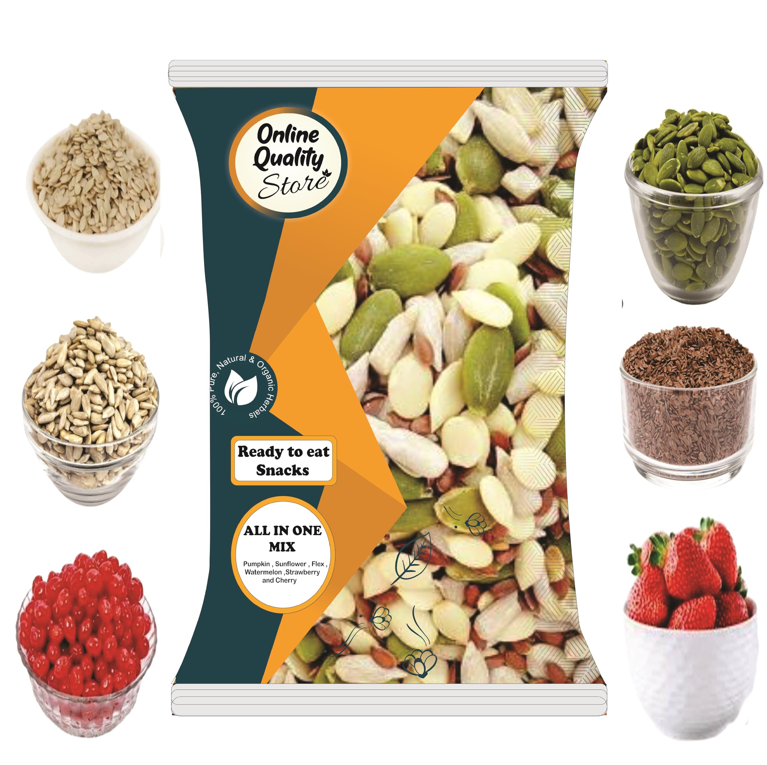 Online Quality Store Mix Seeds - 400g | 6-In-1 Super Seeds Mix | Pumpkin, Sunflower, Watermelon, Flax, Strawberry and Chery Seeds - Mixed seeds for weight loss | Edible Seeds (B0CJ73BC9Q) Amazon Price History, Amazon Price Tracker