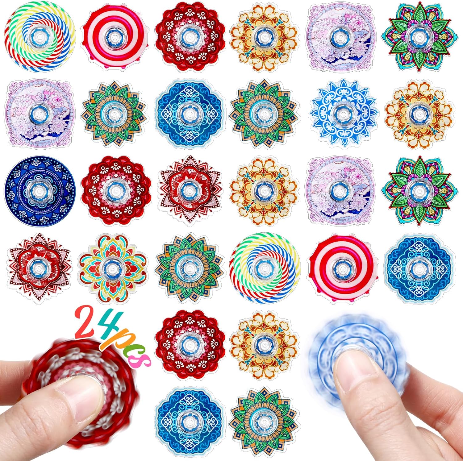 Civaner 24 Pack Fidget Spinners Bulk, End of the Year Gifts for Students Mini Fidget Spinner for Kids Toys Adults Classroom Prize for Autism ADHD Anxiety Toys Stress Relief Fidgets Classroom Prizes