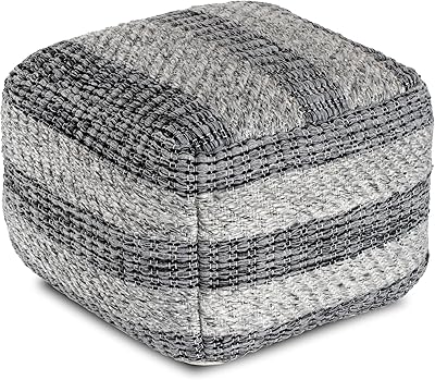 Anji Mountain Square Pouf , 24" x 24" x 17", Gray